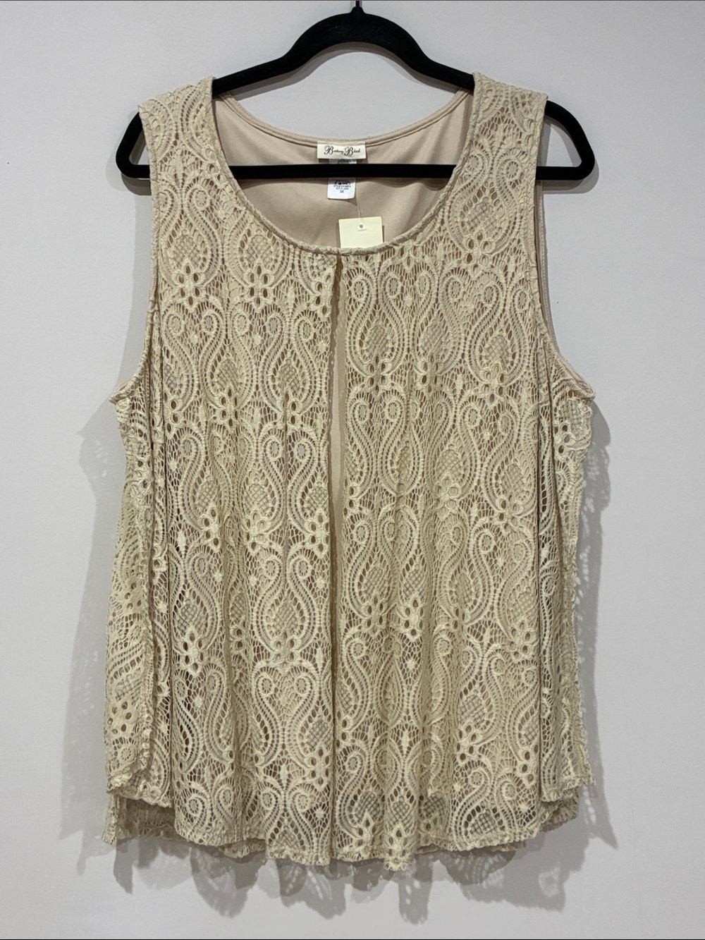 Brittany Black NWT Crochet Lace Sleeveless Shell Top 3X